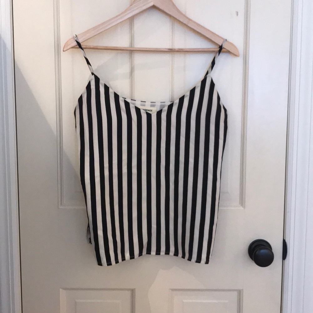 L'agence black and white striped silk tank s
